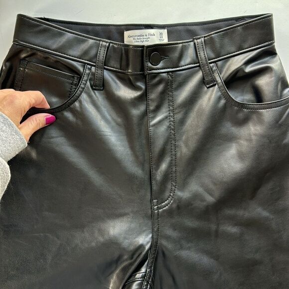 Abercrombie & Fitch Curve Love Vegan Leather Ankle‎ Straight Ultra High Rise 10 - Picture 7 of 16